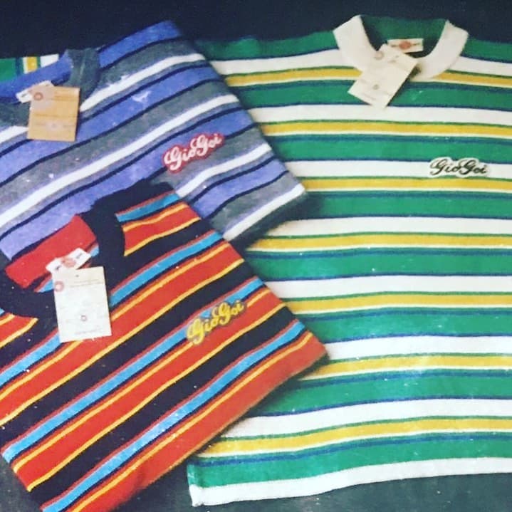 Striped giogoi knitted polo shirts