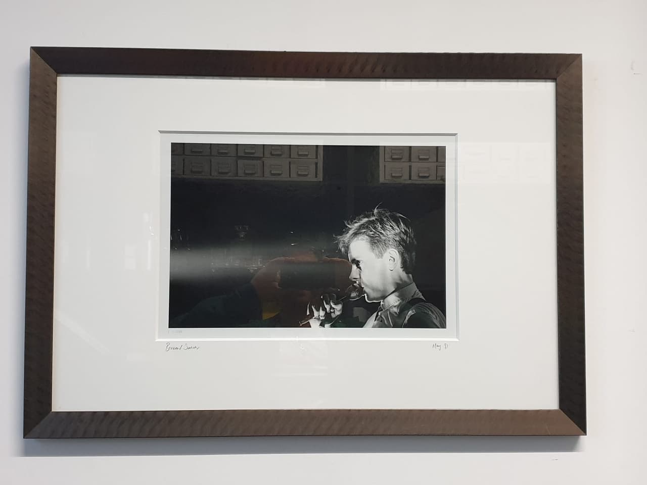 A framed black and white photograph
